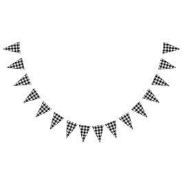 Banderines Boda de campo de Gingham negra