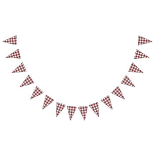 Banderines Boda de campo en Burgundy Gingham