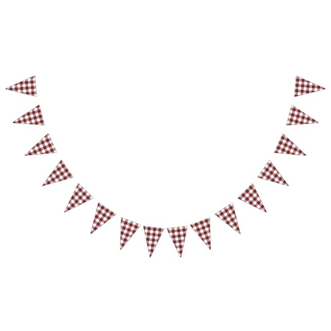 Banderines Boda de campo en Burgundy Gingham (Todo)