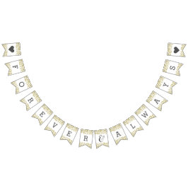 Banderines Boda de Confetti Blanco y Oro para siempre