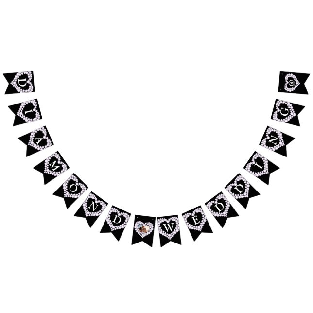 Banderines Boda de diamantes 60º aniversario foto negra (Todo)