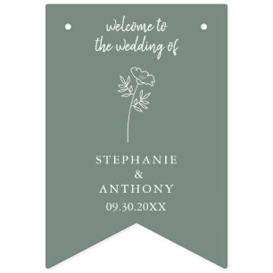 Banderines Boda de Flor Silvestre Sage Green