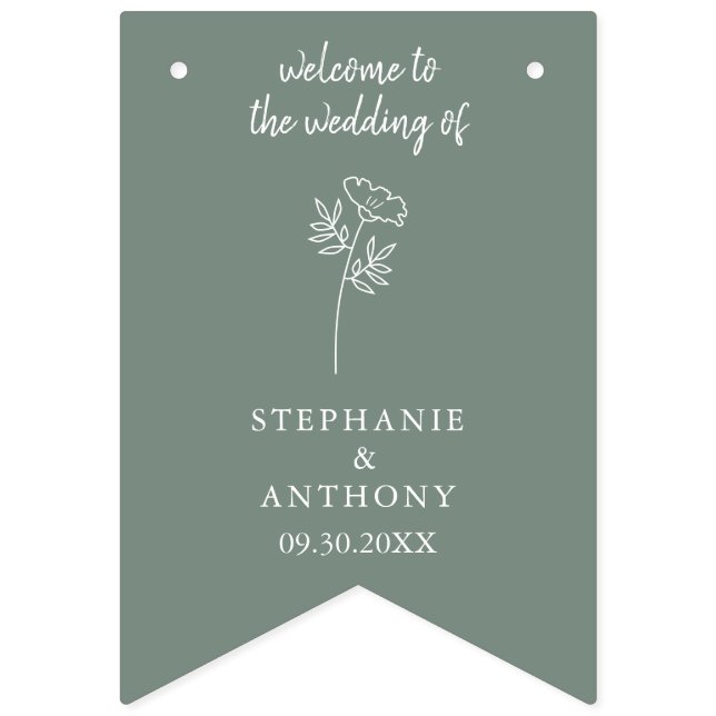 Banderines Boda de Flor Silvestre Sage Green (Primera bandera)