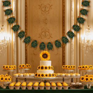 Banderines Boda de girasol Bosque Verde y Oro