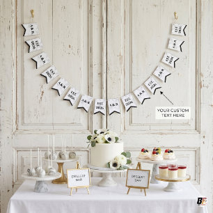 Banderines Boda de Monograma Personalizado Minimalista de Már
