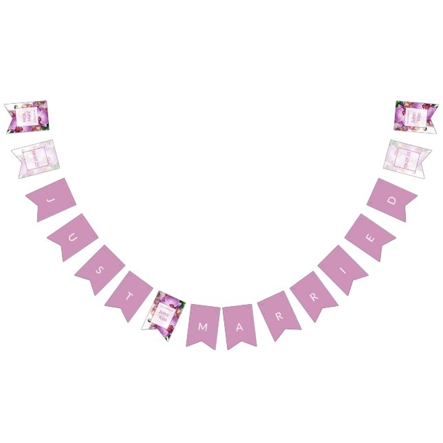 Banderines Boda de orquídeas Acabo de casarse con un banner d (Todo)