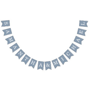 Banderines Boda Dusty Blue Bride & Groom Nombres simples
