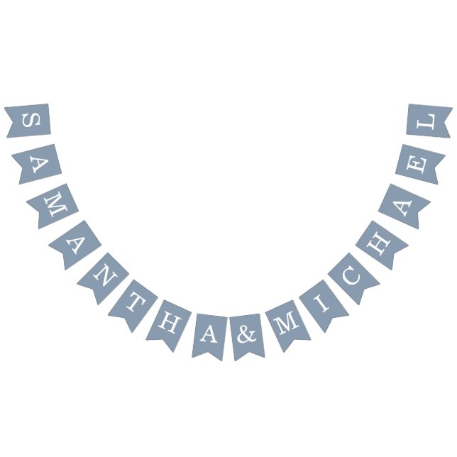 Banderines Boda Dusty Blue Bride & Groom Nombres simples (Todo)