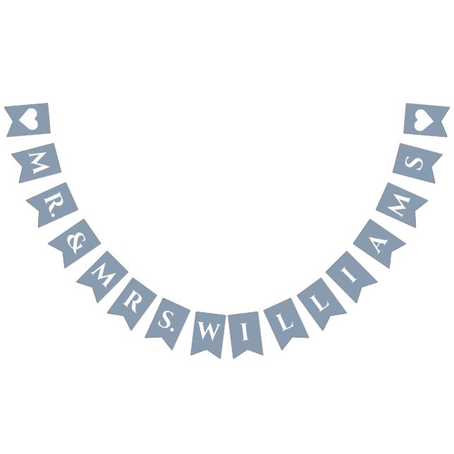 Banderines Boda Dusty Blue Sr. y la Sra. 8 Nombre de letra si (Todo)