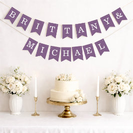Banderines Boda Dusty Purple Bride y Groom Nombres simples