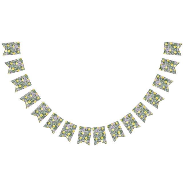 Banderines Boda floral amarillo claro y Rosa púrpura Lilac (Todo)