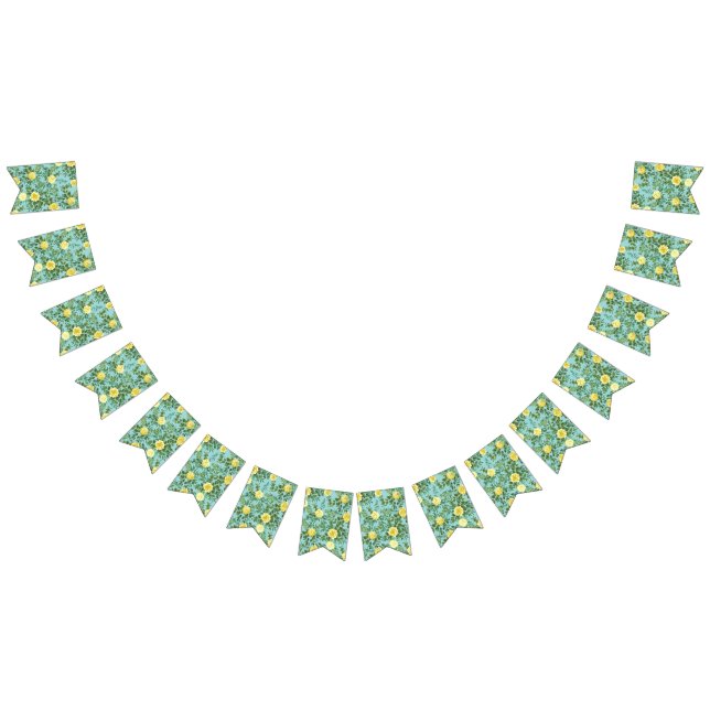 Banderines Boda floral de primavera amarilla y Aqua (Todo)