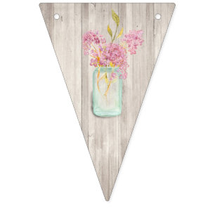 Banderines Boda floral rosada Mason Jar