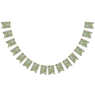 Banderines Boda Gris Peach Vintage Floral