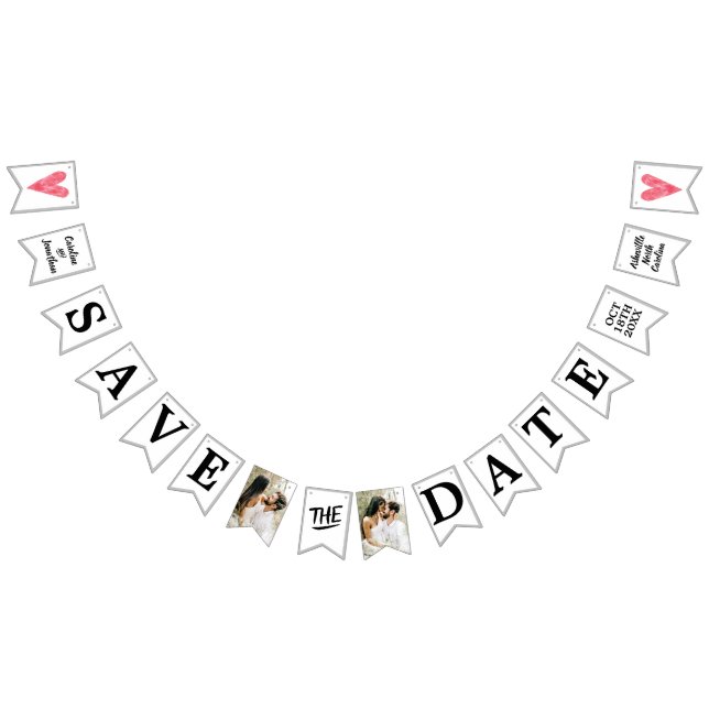 Banderines Boda Guardar la Invitación única de fotos de fecha (Todo)