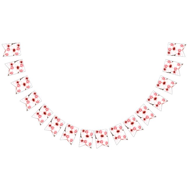 Banderines Boda japonés de flores de cerezo moderno acuarela (Todo)