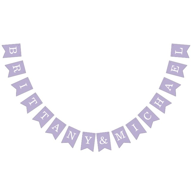Banderines Boda Lavender Simple Purple Bried & Groom Names (Todo)