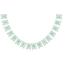 Banderines Boda Mint Simple Green Grey Brien & Groom Names