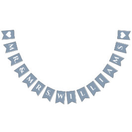 Banderines Boda Polvo Azul Sr. & Sra. 8 Letras Nombre Simple