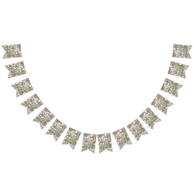 Banderines Boda Primavera Jardín de Rosas Rosadas (Todo)