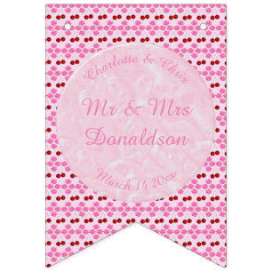 Banderines Boda Primavera Rosa Flor de cerezo y cerezas