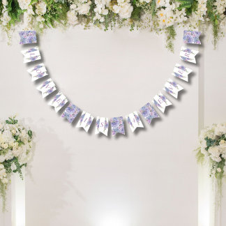 Banderines Boda romántica con hortensias azules polvorientas 