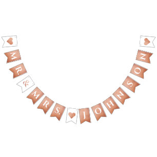 Banderines Boda Rosa Gold Sr. & Mrs Custom Name 7 Letters