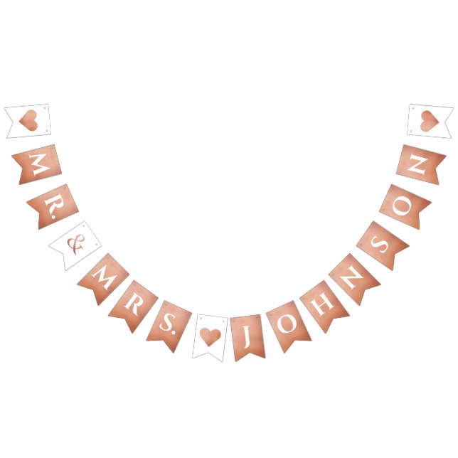 Banderines Boda Rosa Gold Sr. & Mrs Custom Name 7 Letters (Todo)