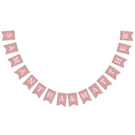 Banderines Boda Rosa polvoriento Nombre de novia y de novio S