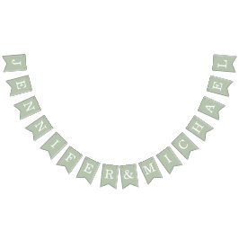 Banderines Boda Sage Green Nombres simples de novias y novios