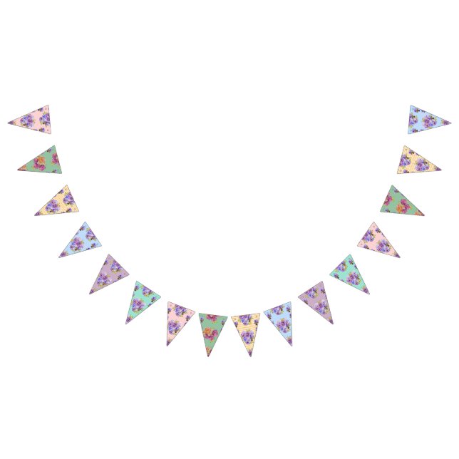 Banderines Boda Shabby Pastel Flores Fiesta Floral Bunting (Todo)