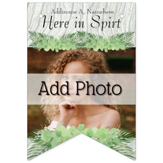 Banderines Boda tropical hojas de palmeras verdes Añadir foto