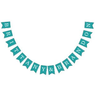 Banderines Boda verde azulado Simple Bride y Groom Names Clas