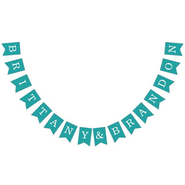 Banderines Boda verde azulado Simple Bride y Groom Names Clas (Todo)