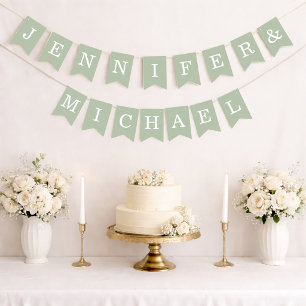 Banderines Boda Verde Menta Simple Nombres Novia y Novio
