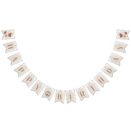 Banderines Boho Daisy Floral Feliz cumpleaños Rótulo de Bunti