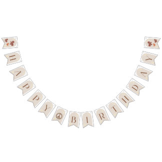 Banderines Boho Daisy Floral Feliz cumpleaños Rótulo de Bunti