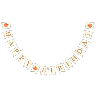 Banderines Boho Fall Pumpkin feliz cumpleaños