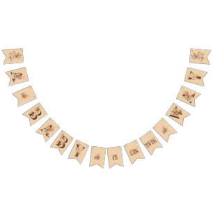 Banderines Boho Floral en el Baby Shower Textured Tan