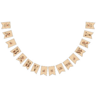 Banderines Boho Floral en el Baby Shower Textured Tan