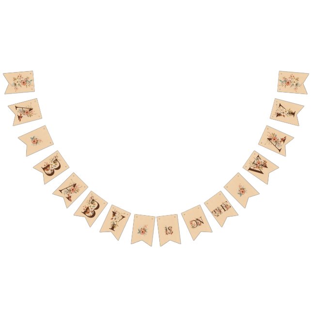 Banderines Boho Floral en el Baby Shower Textured Tan (Todo)