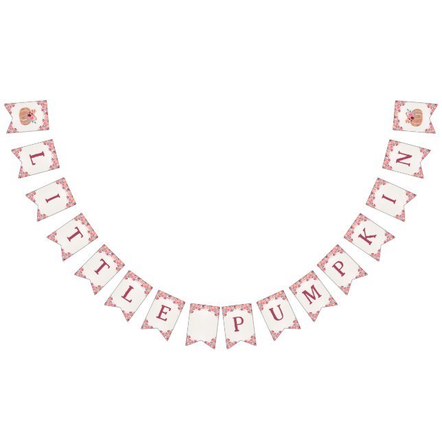 Banderines Boho Floral Little Pumpkin Birthday Bunting Banner (Todo)