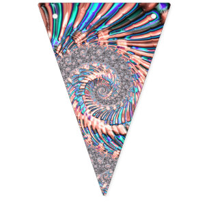 Banderines Boho Pastel Rosa y Azul Espiral Abstracto Fractal