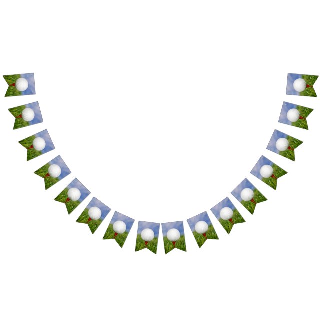 Banderines bola de golf en tee rojo en césped (Todo)