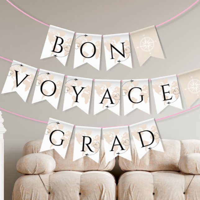 Banderines Bon Voyage Grad Adventure world map graduation (Subido por el creador)