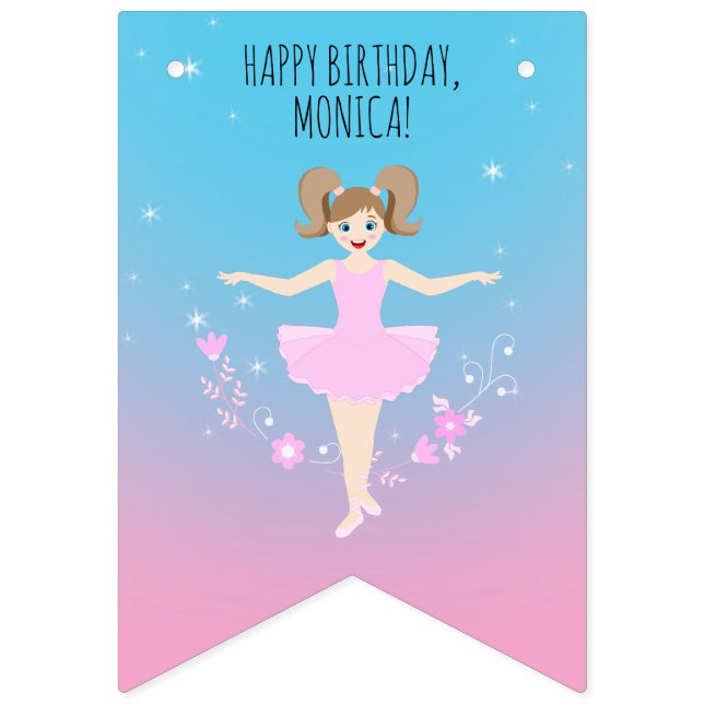 Banderines Bonito Ballerina Chica Fiesta de cumpleaños (Primera bandera)