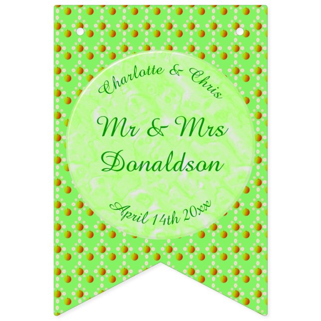 Banderines Bonito Boda Primavera Flor de Apple y manzanas (Primera bandera)