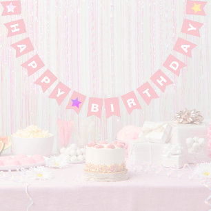 Banderines Bonito Pastel Pink Girly Feliz cumpleaños