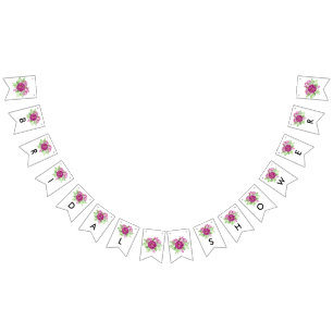 Banderines Borgoña acuarela Peonies Bridal Shower