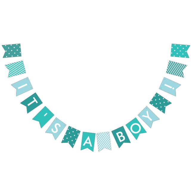 Banderines Boy Baby Shower es un niño azul turquesa (Todo)